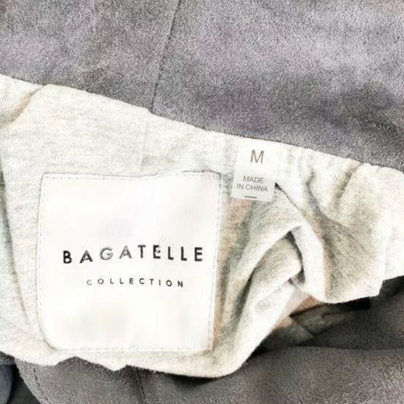 NWT BAGATELLE GRAY FAUX VEGAN SUEDE MOTO STYLE JACKET - Picture 5 of 6